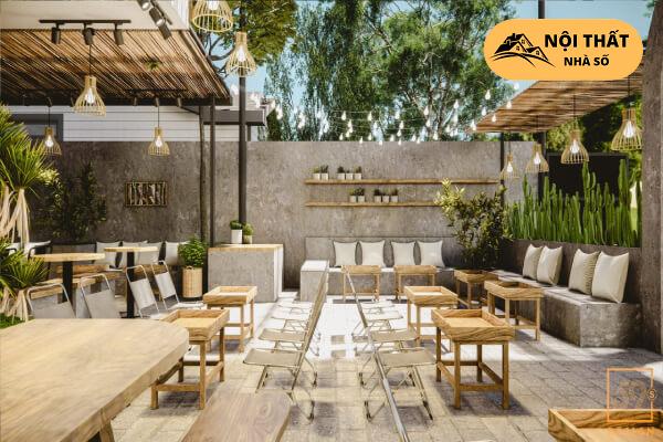 Mẫu thiết kế quán cafe ngoài trời với không gian tràn ngập nắng
