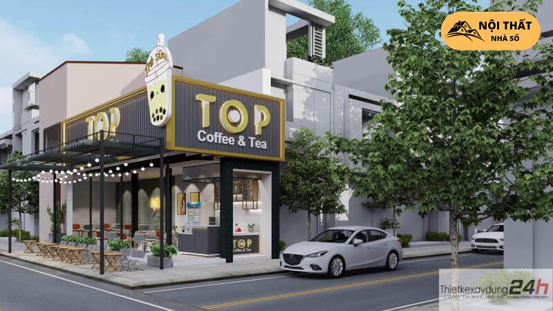 Thiết kế quán cafe và trà sữa TOP Mặt tiền quán cafe và trà sữa TOP