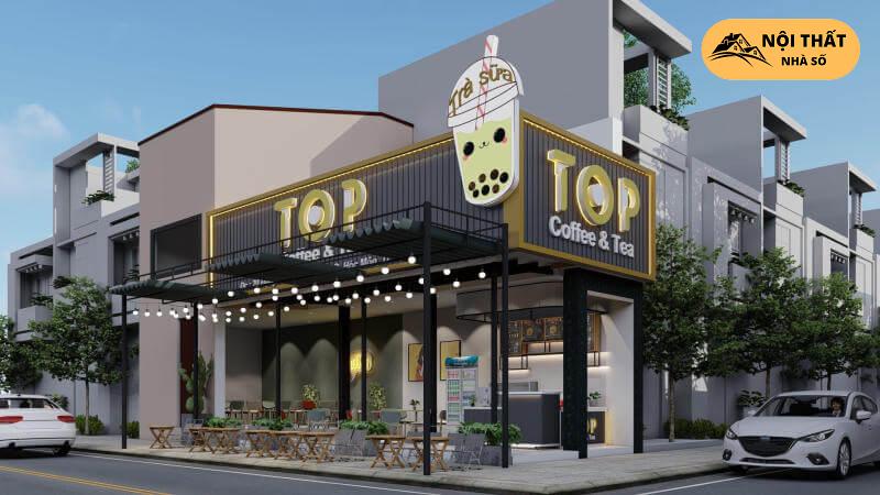 Thiết kế quán cafe và trà sữa TOP Mặt tiền quán cafe và trà sữa TOP