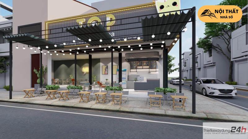 Không gian quán cafe và trà sữa TOP