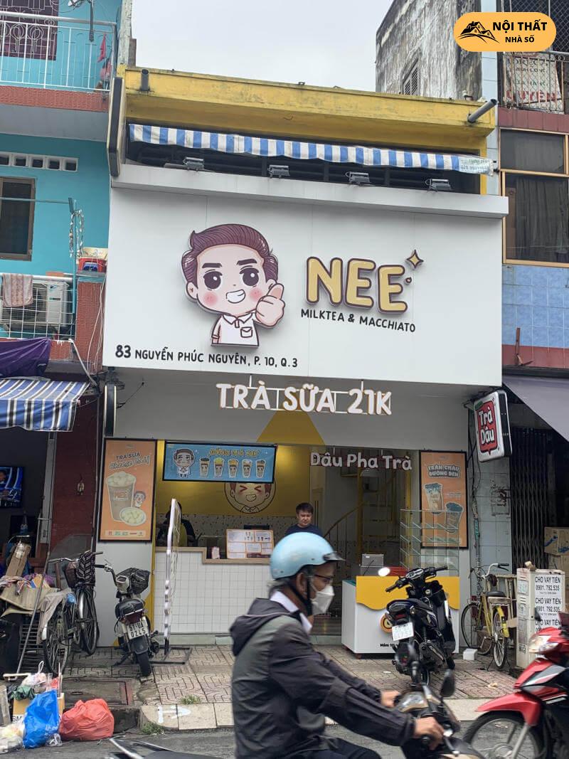 Thiết kế quán trà sữa Nee Mặt tiền quán trà sữa Nee