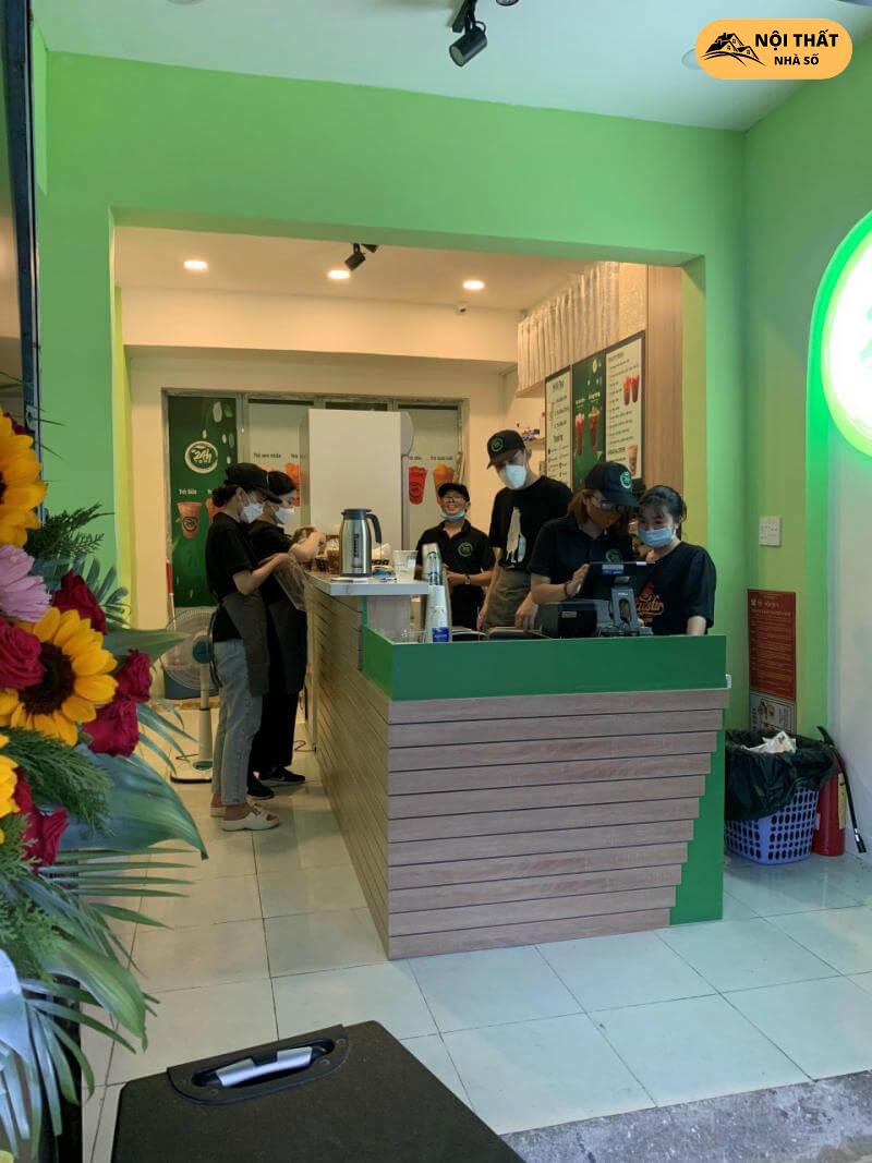 Quầy tiếp tân quán cafe và trà sữa 24h