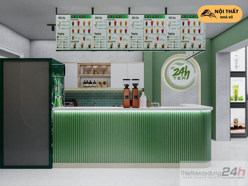 Quầy tiếp tân quán cafe và trà sữa 24h
