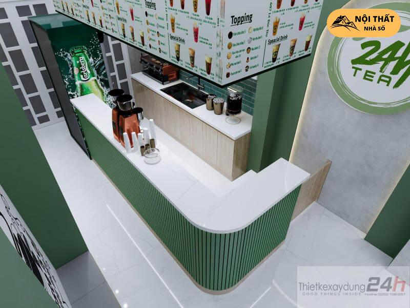 Khu vực nhân viên quán cafe và trà sữa 24h