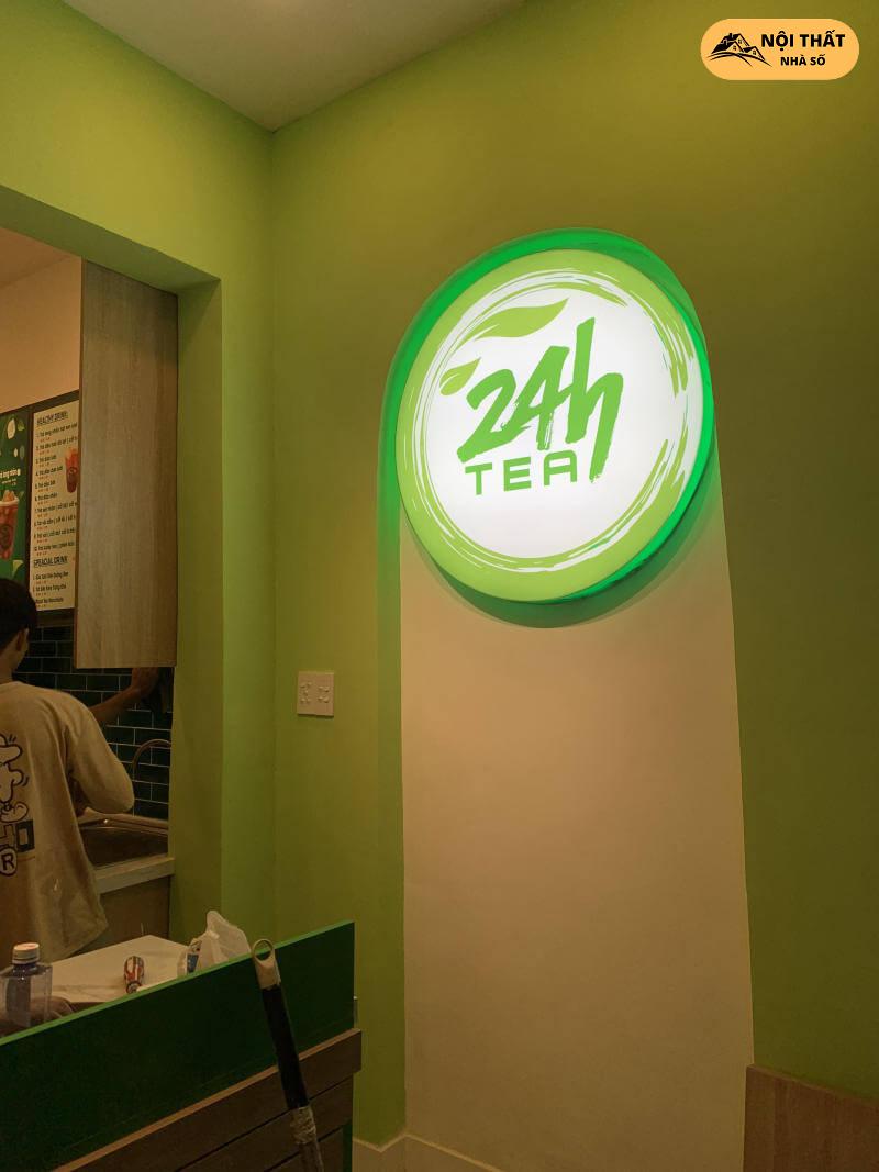 Bảng hiệu quán cafe và trà sữa 24h