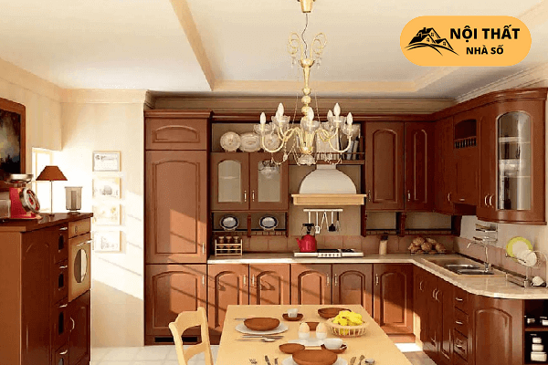 Phong cách cổ điển Châu Âu luôn mang đến sự sang trọng cho căn bếp