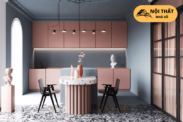 Phong cách Bắc Âu luôn mang đến một sự hiện đại đầy màu sắc cho thiết kế bếp chung cư