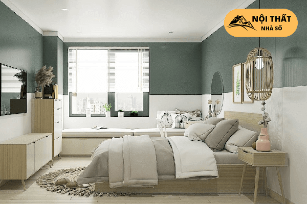Dùng gương để phản chiếu ánh sáng cho nội thất phòng ngủ chung cư thêm nổi bật