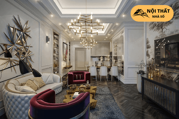 Phong cách này mang đến sự xa hoa nhưng lại rất hiện đại của gia chủ