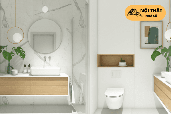 phong vệ sinh với phong cách thiết kế nội thất tối giản