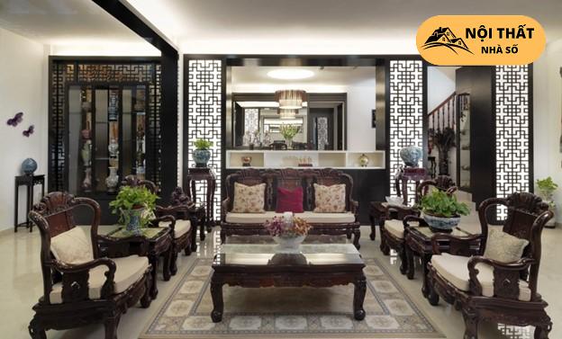 Phòng khách theo phong cách thiết kế Á Đông mang nét cổ kính