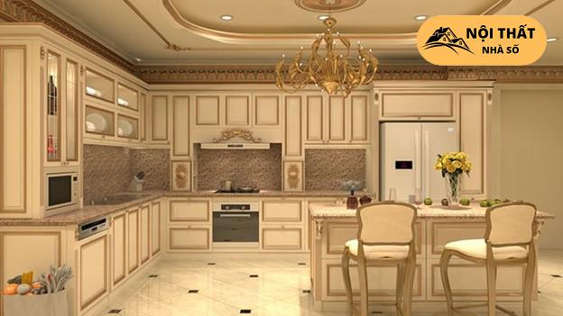 Phòng bếp được thiết kế phong cách Cổ điển toát vẻ sang trọng cho gian bếp