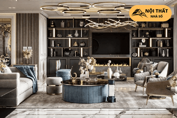 Phong cách thiết kế Luxury nổi bật với những họa tiết nội thất tinh xảo được mạ vàng lấp lánh