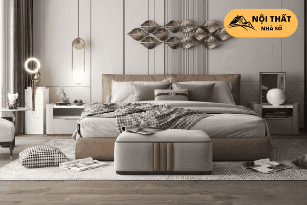 Phong cách thiết kế nội thất luxury phòng ngủ ấn tượng với đường nét thiết kế đơn giản, tinh tế