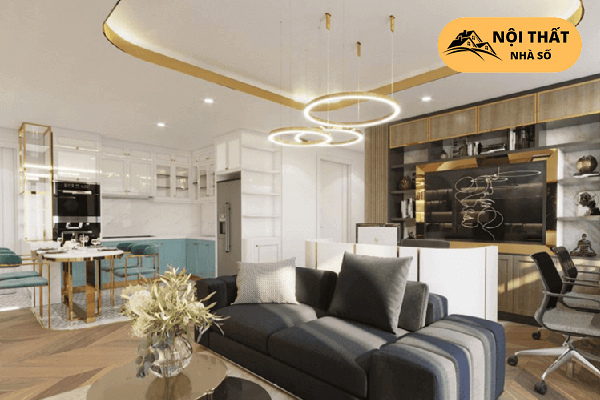 Phòng khách tân là không gian quan trọng nhất được thiết kế cầu kỳ để mang lại sự lộng lẫy nhất
