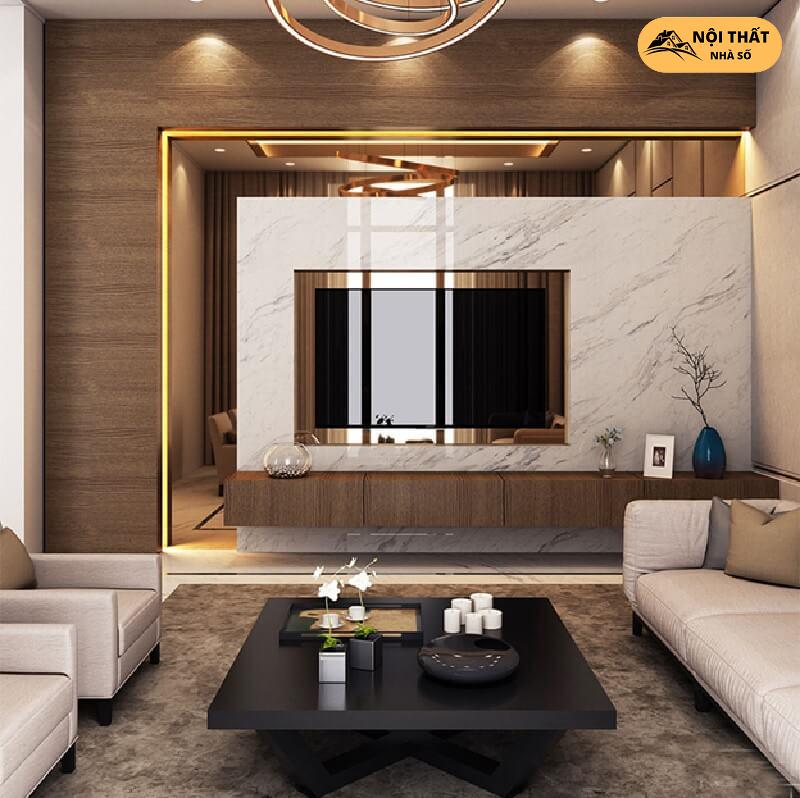 Mẫu phòng khách được thiết kế theo phong cách Luxury