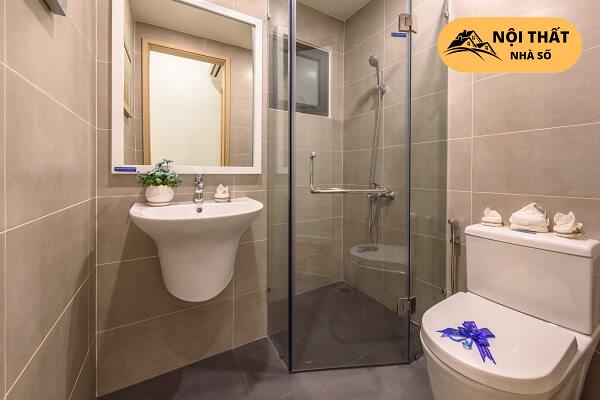 Không gian nhà vệ sinh tuy nhỏ nhưng để đảm bảo sự thuận tiện và sạch sẽ