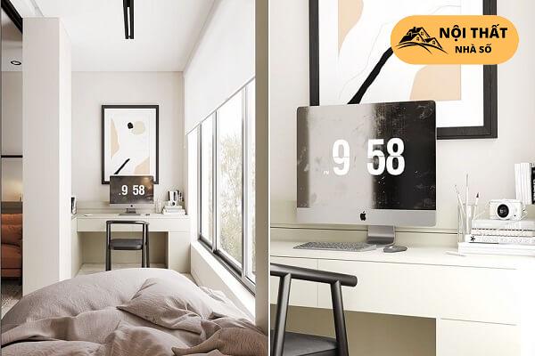 Phòng ngủ và phòng làm việc được thiết kế gần nhau rất tiện lợi