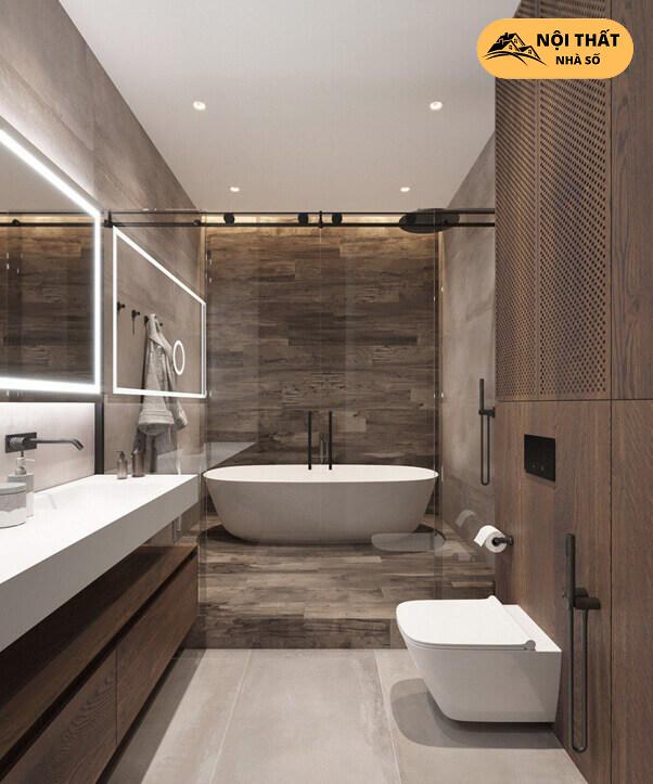 Mẫu phòng vệ sinh khi thiết kế nội thất chung cư 50m2 theo phong cách hiện đại