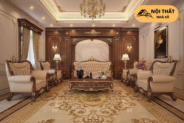 Phòng khách phong cách cổ điển ghế Sofa bọc da thượng hạng