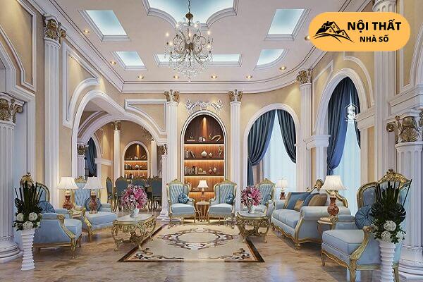 Cả căn nhà theo tông màu xanh dương và nhiều vật dụng cao cấp