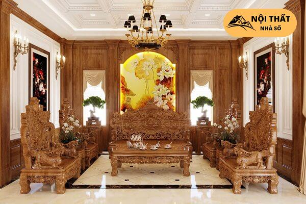 Phòng khách nguy nga bởi bộ bàn ghế kèm bức tranh đầy sang trọng
