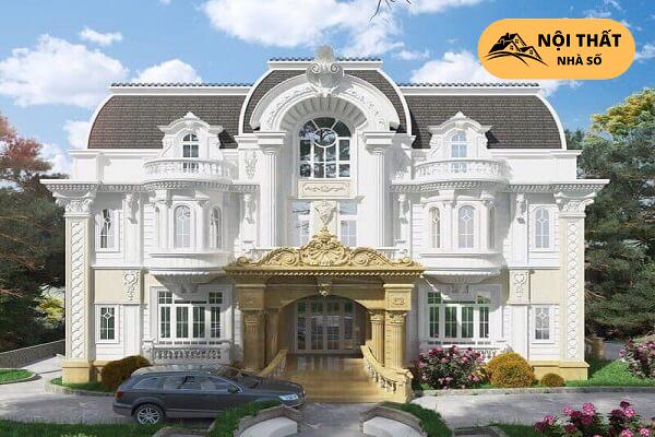 Biệt thự mang chất châu Âu với những vòm cong, hệ mái mansard cùng sân vườn rộng rãi