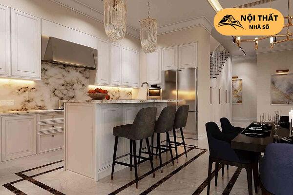 Phong cách tân cổ điển thường được sử dụng các vật liệu cao cấp gia công cầu kỳ
