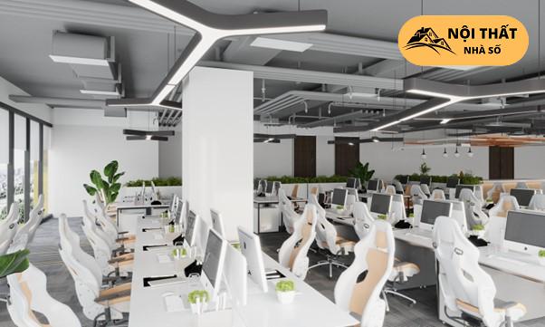 Thiết kế văn phòng kết hợp với cây xanh với phong cách Industrial