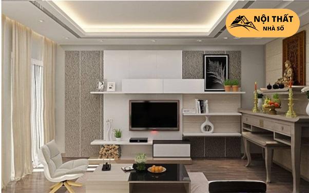 Bàn thờ thiết kế hai tầng trong phòng khách