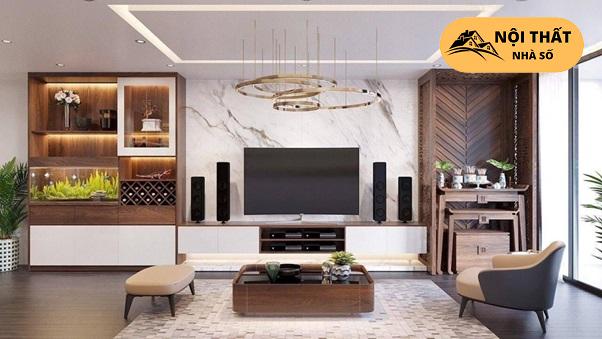 Mẫu thiết kế bàn thờ sử dụng vách ngăn
