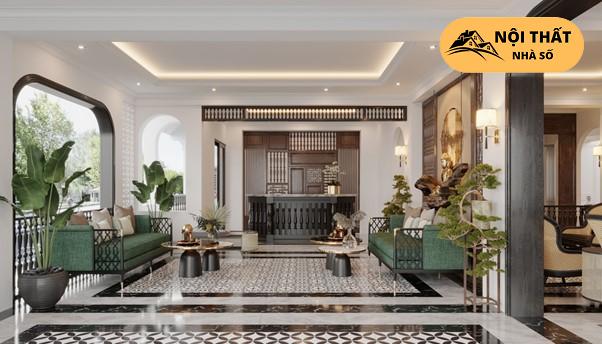 Nội thất phòng khách theo phong cách Đông Dương