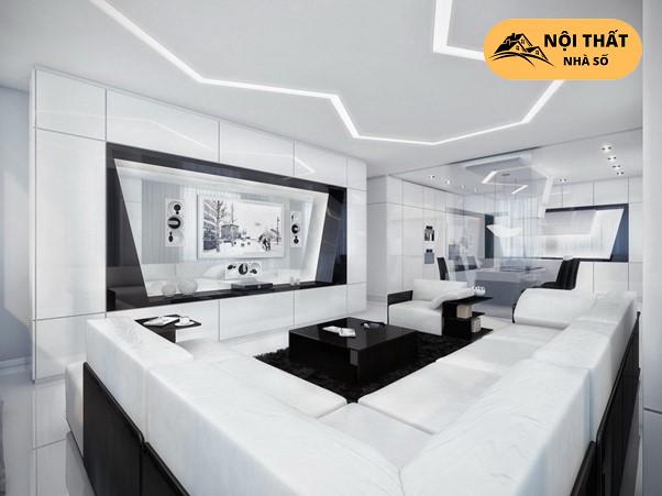 Nội thất phòng khách theo phong cách Hi-tech