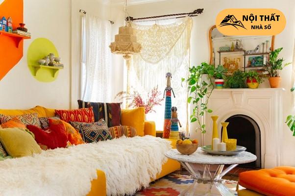 Nội thất phòng khách theo phong cách Bohemian