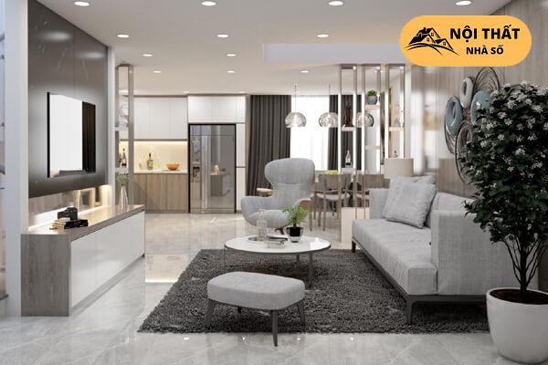Thiết kế nội thất chung cư 100m2 phong cách sang trọng với gam màu trắng tinh tế và nhã nhặn