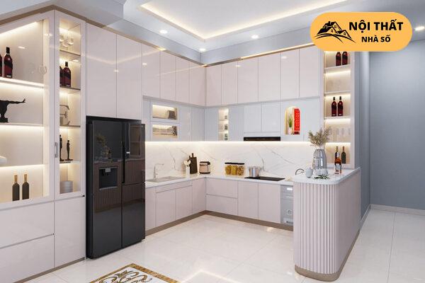 Thiết kế phòng bếp sang trọng trong căn hộ diện tích 100m2