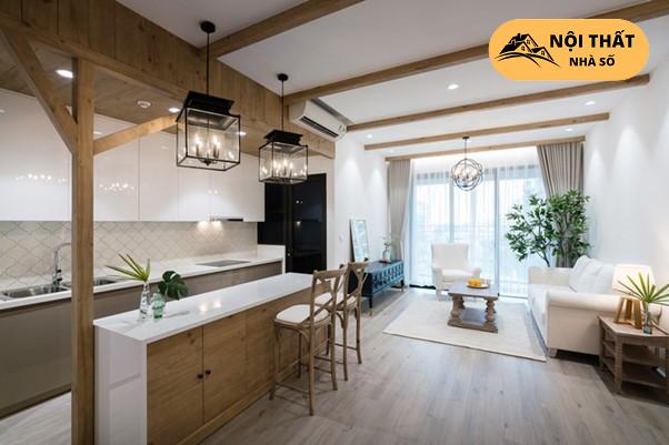 Phòng bếp chung cư theo phong cách đồng quê