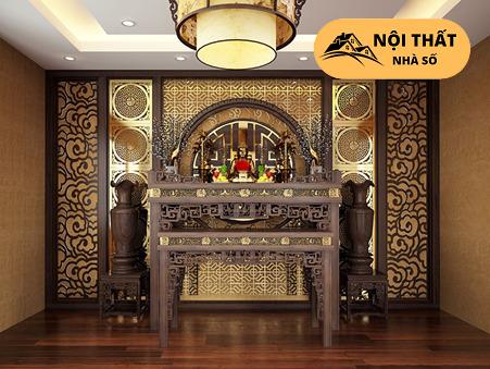 Mẫu thiết kế phòng thờ mang phong thái trang trọng