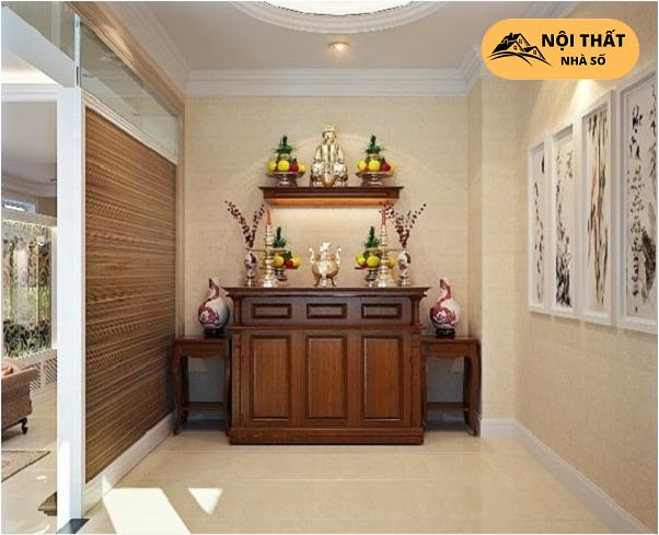 Mẫu phòng thờ thiết kế cho nhà ống 3 tầng