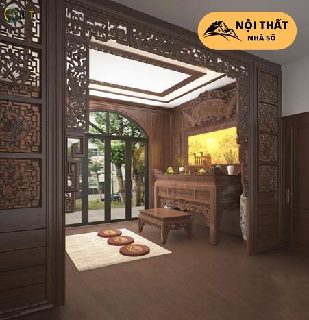Mẫu phòng thờ riêng biệt đối với nhà ống