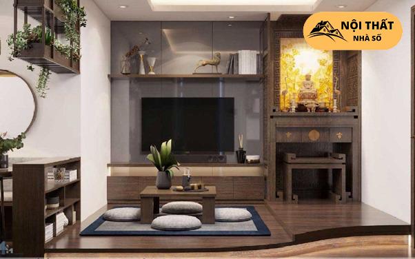 Mẫu thiết kế bàn thờ căn hộ chung cư liên kết thờ Phật