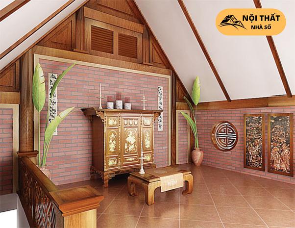 Thiết kế phòng thờ gác mái với phong cách Châu Á