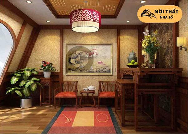 Phòng thờ gác mái cùng không gian bàn trà