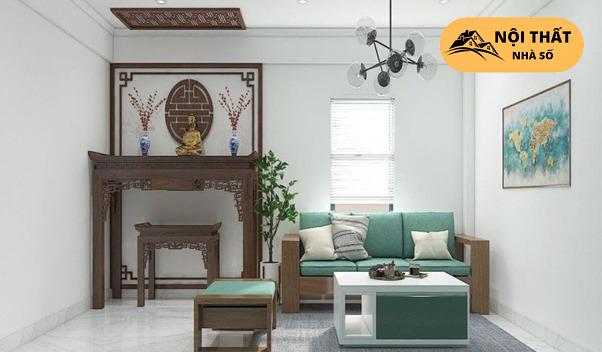 Phòng thờ gác mái đặt cạnh với sofa