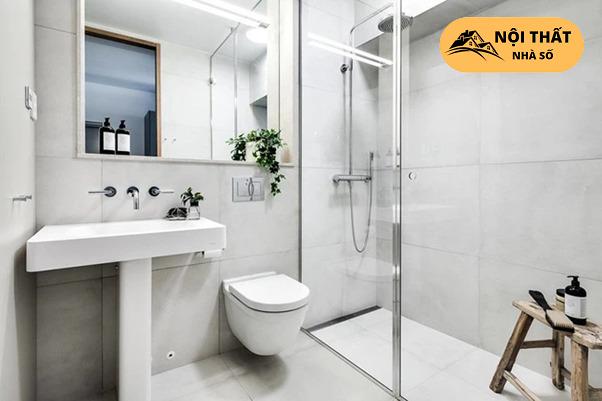 Dùng phòng tắm đứng trong thiết kế nhà vệ sinh Scandinavian