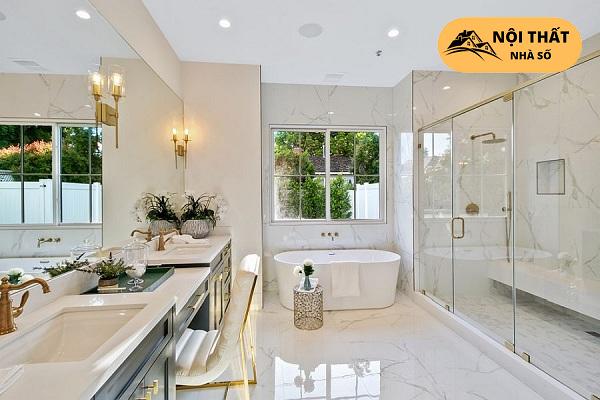 Mẫu phòng vệ sinh và nhà tắm sang trọng kết hợp thêm cây xanh