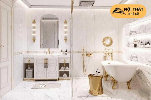 Các viền cửa hay các món đồ bằng chất liệu cao cấp gam màu vàng tạo điểm nhấn sang trọng cho cả không gian