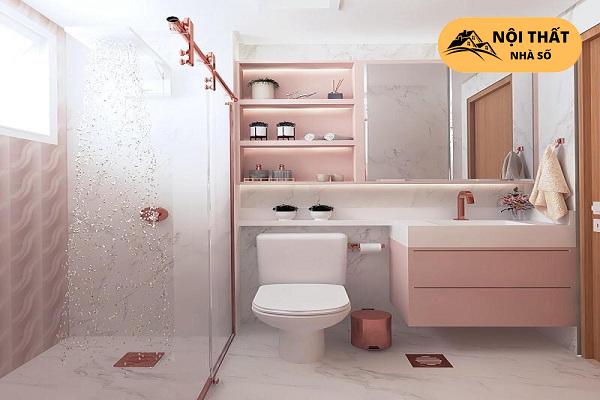 Cả một tủ kéo dài từ bồn cầu đến lavabo sẽ đựng được rất nhiều vật dụng