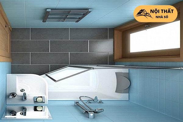 Gạch lát tường để tránh thấm nước kèm theo được lắp ngang để đánh lừa thị giác về diện tích
