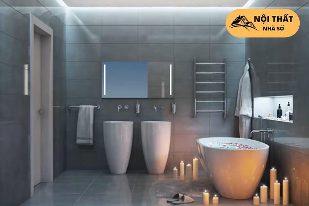 Phòng tắm với nội thất bằng sứ hiện đại